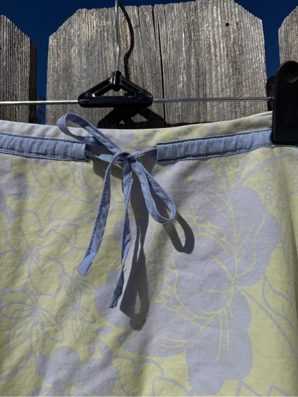 Vintage J. Jill Yellow and Pale Blue Floral A-Line Skirt 100% Cotton